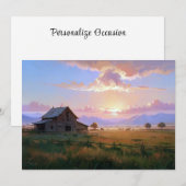 ランチサンセットサンライズ絵画の放棄された古い農場 シーズンカード (正面/裏面)