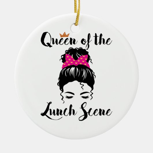ランチシーンのクイーンカフェテリア女性労働者 セラミックオーナメント (正面)