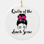 ランチシーンのクイーンカフェテリア女性労働者 セラミックオーナメント (裏面)