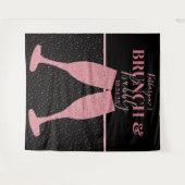 ランチタイムにぴったりなバブルピンクグリッターシャンパン背景 タペストリー (正面(横))