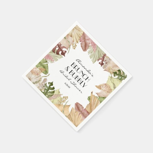 ランチタイムのお祝い ターコイズリーフ ブライダルシャワー スタンダードカクテルナプキン (角)