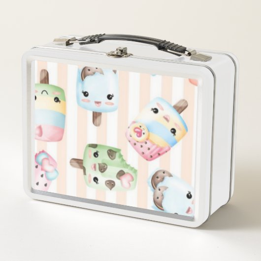 ランチタイムのサンデー:氷の白いランチボクールックス メタルランチボックス (正面)