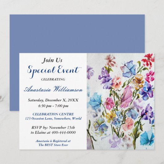 ランチパーティーイベントのお誘い 招待状 (正面/裏面)