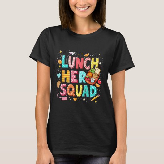 ランチヒーロースクワッド おしゃれな給食室の女の子 Tシャツ (正面)