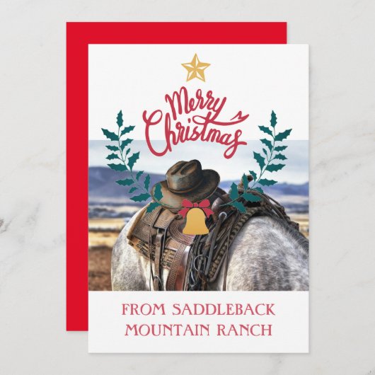 ランチファーム素朴ビジネスクリスマスグリーティングカード (正面/裏面)