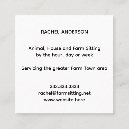 ランチフ気にァングペット着座サービス スクエア名刺 (裏面)