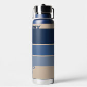 ランチボックスヴィーブレトロベージュ&ブルーカラーウェイストライプ ウォーターボトル (背面)