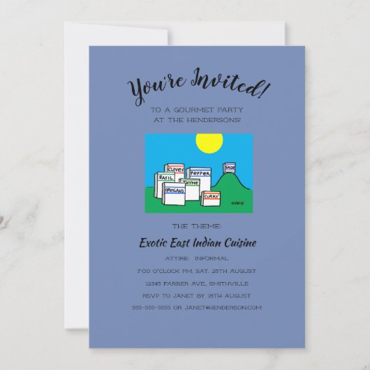 ランチユーモアのあるまたはディナーグルメパーティー漫画 招待状