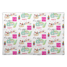 ランチョンマットおもしろいカップケーキハッピーバースデー