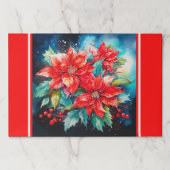 ランチョンマットラージシートクリスマスポインセチア花 ペーパーパッド (正面)