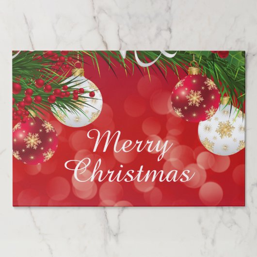 ランチョンマットラージシートメリークリスマスレッド&グリーン ペーパーパッド (正面)