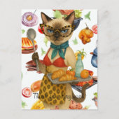 ランチレディは食べ物を出している ポストカード (正面)