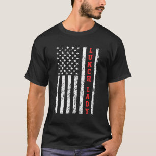 ランチレディーカフェテリア労働者アメリカ国旗のグラフィック Tシャツ