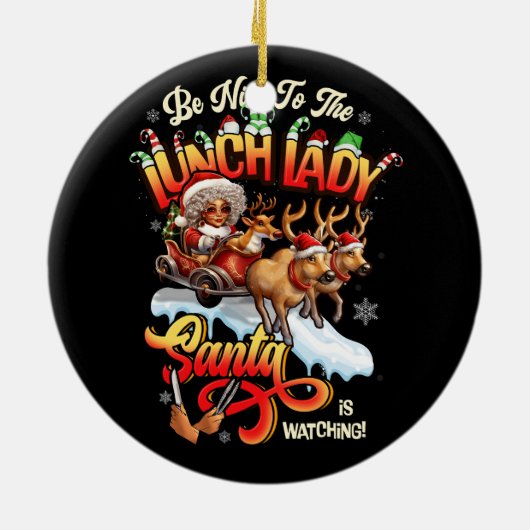 ランチレディークリスマスサンタトナカイに優しい セラミックオーナメント (裏面)