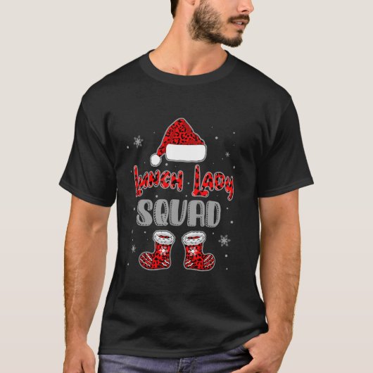 ランチレディークリスマススクワッドレオパードサンタズハットロン Tシャツ (正面)