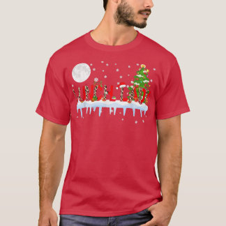 ランチレディークリスマスツリーライトレオパードサンタハットリンド Tシャツ