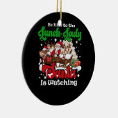 ランチレディーサンタがクリスマスRを見ている優しい セラミックオーナメント (右)