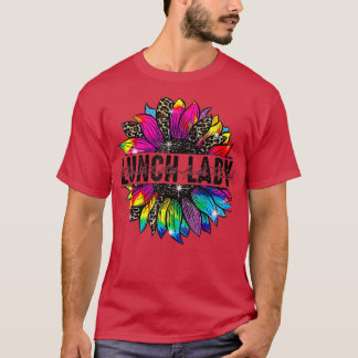 ランチレディーサンフラワーヒョウ絞り染めバックスクーオ Tシャツ
