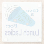 ランチレディースに大声で呼び掛ける ガラスコースター (裏面)