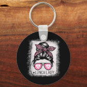 ランチレディーライフ漂白シャツピンクヒョウ乱雑 キーホルダー (正面)
