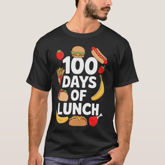 ランチレディ 給食室勤務 100日おめでとう Tシャツ (正面)
