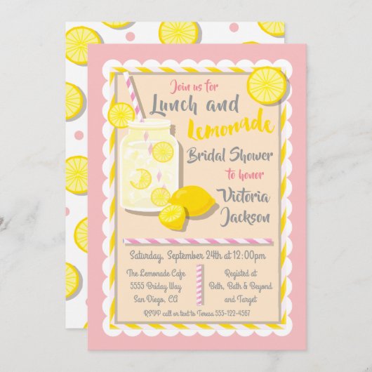 ランチレモネードブライダルシャワー招待状 招待状 (正面/裏面)