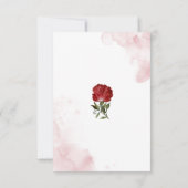 ランチ会場での華やかなワインボトルと薔薇の花のブライダルシャワーの感謝カード サンキューカード (裏面)