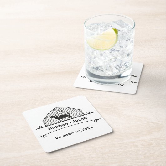 ランチ素朴ウエスタンカントリーカウボーイ結婚ズ スクエアペーパーコースター (インサイチュ)