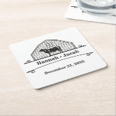 ランチ素朴ウエスタンカントリーカウボーイ結婚ズ スクエアペーパーコースター (アングル)