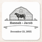 ランチ素朴ウエスタンカントリーカウボーイ結婚ズ スクエアペーパーコースター (正面)
