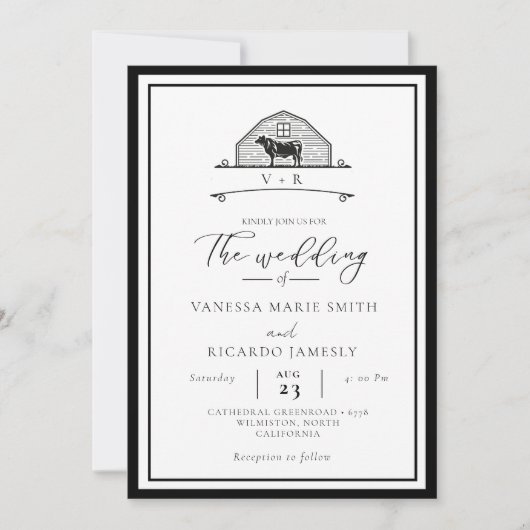 ランチ素朴ウエスタンカントリーカウボーイ結婚ズ 招待状 (正面)