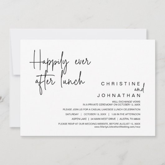 ランチ結婚ン・インヴィータの後は幸いにも駆け落ち 招待状 (正面)