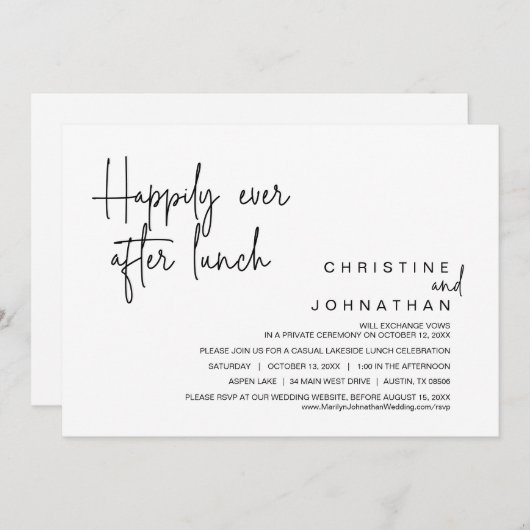 ランチ結婚ン・インヴィータの後は幸いにも駆け落ち 招待状 (正面/裏面)