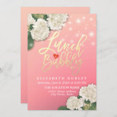 ランチ&バブリーブライダルシャワー花文字列ライト 招待状 (正面/裏面)