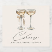 ランチ&バブルリー ウォータカラー シャンパン ブライダルシャワー スパークリングワインラベル (シングルラベル)