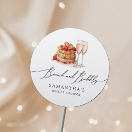 ランチ＆バブルリー エレガント パンケーキ ピンク ブライダルシャワー ラウンドシール