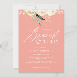 ランチ&バブルリー グリーンとピンクの水彩花イラスト