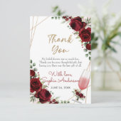 ランチ バブル バーガンディ ワイン ローズ ブライダル シャワー サンキューカード (スタンド正面)