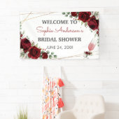 ランチ バブル バーガンディ ワイン ローズ ブライダル シャワー 横断幕 (インサイチュ)