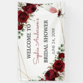 ランチ バブル バーガンディ ワイン ローズ ブライダル シャワー 横断幕 (縦)