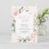 ランチ＆バブル ピンクの上品な水彩花 招待状 (スタンド正面)
