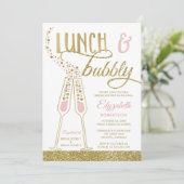 ランチ&バブル ブライズシャワー招待状、偽ゴールド 招待状 (スタンド正面)