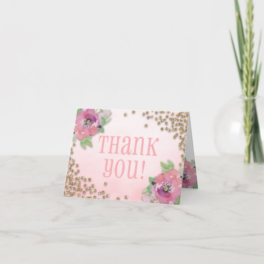 ランチ＆バブル ブライダルシャワー グリッター お礼カード サンキューカード (正面)