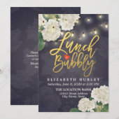 ランチ&バブル ブライダルシャワー 花 ストリングライト 招待状 (正面/裏面)