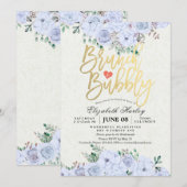 ランチ バブル ブライダル シャワー シック ウォーター カラー フラワーズ 招待状 (正面/裏面)