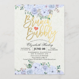 ランチ バブル ブライダル シャワー シック ウォーター カラー フラワーズ 招待状