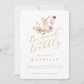 ランチ ブッブリー カクテル フローラル ブライダル シャワー パーティ 招待状 (正面)