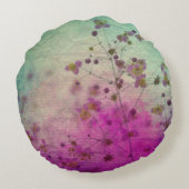 ランティール(緑がかった色)と紫のフローラスクリプト ラウンドクッション (裏面)