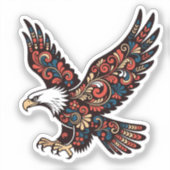 ランディングイーグルステッカー - 装飾的なペイズリーの羽& シール (正面)
