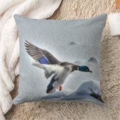 ランディングマラードダックドレイク野生動物写真 クッション (ブランケット)